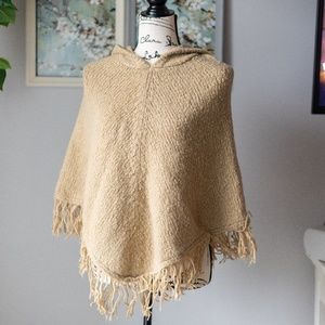 Tan poncho with hood